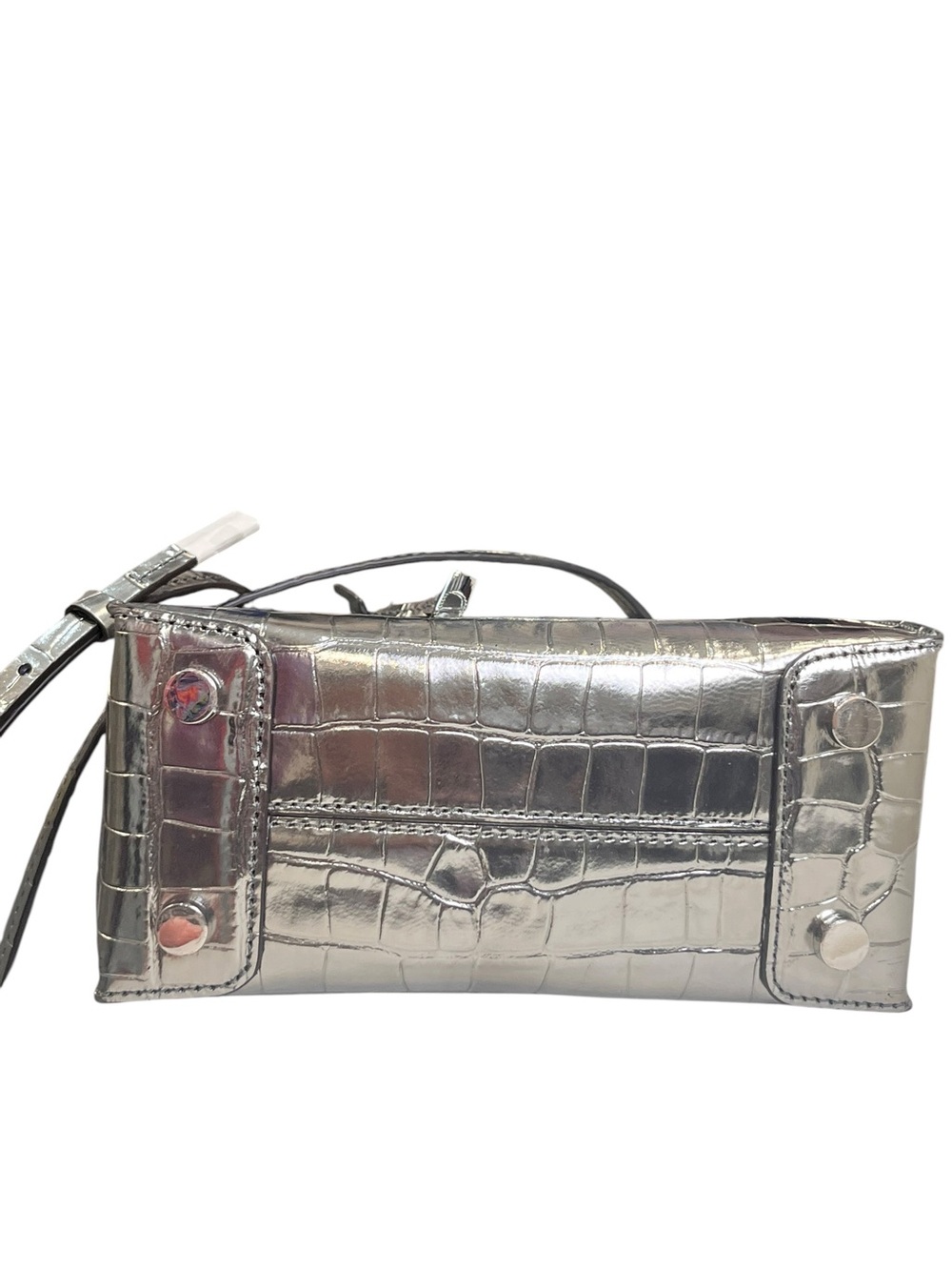 Michael Kors Mercer Gunmetal Metallic Croc Embossed Leather Crossbody Bag NWOT - Picture 6 of 14